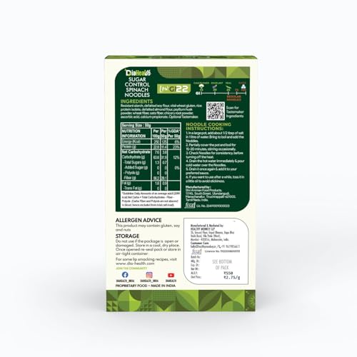 Image of Diahealth Noodles,Spinach, 200 g (Pack of 2)