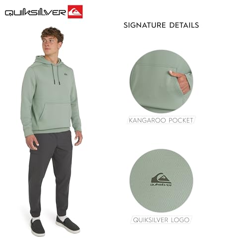 Image of Quiksilver Men's Regular Fit Active Performance Heavyweight Jacquard Mesh and Polar Fleece Pullover Hoodie (S-XL)