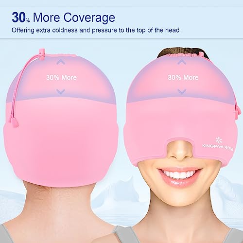Image of Gel Ice Migraine Headache Relief Cap, Adjustable Headache Cap Migraine with Drawstring Fits All Heads, Cold Compression Migraine Relief Cap for Tension, Stress, Sinus, Puffy Eyes, Hot /Cold Therapy