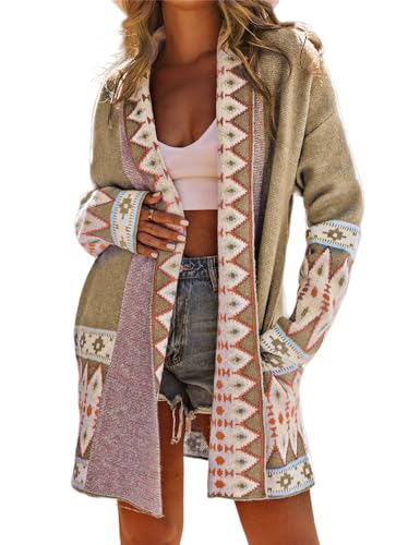 Perbai Womens Boho Aztec Cardigan Sweater Shawl...