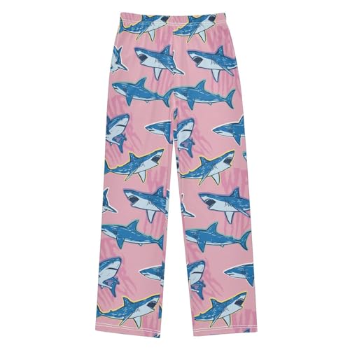 Cartoon Sharks Pink Boys Pants for Kids Jogger Pants with Pockets S-XL