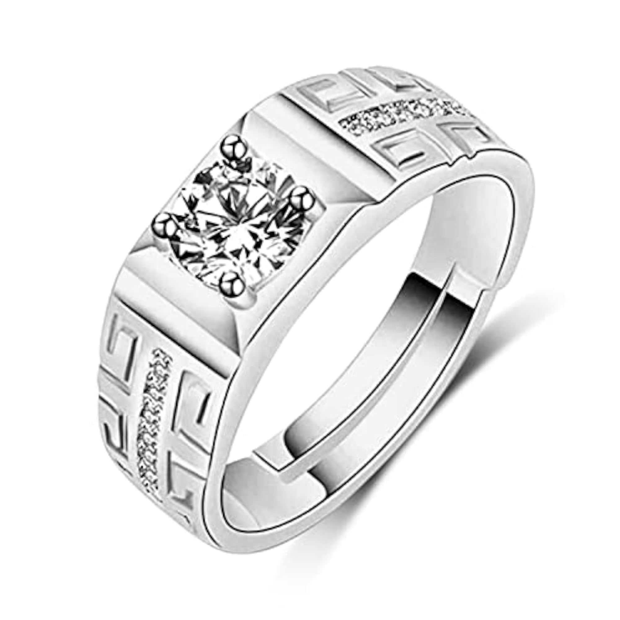CZ AD Valentine Gift American Diamond Silver Plated Ring