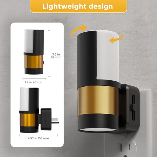 Image of L LOHAS LED Night Lights Plug into Wall with Dusk to Dawn Sensor, Dimmable Night Light with 0-100lm Stepless Dimming, Rotating Plug in Night Light, 3000K Soft White, 2 Pack