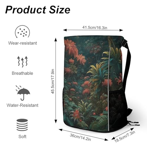 Mochila con cordón de estilo botánico para gimnasio y senderismo 2