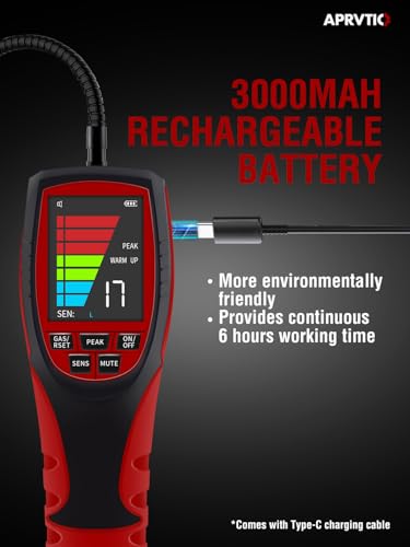 HVAC Refrigerant Leak Detector [2025 Upgrade], Aprvtio ALD-200 PRO Freon& Combustible Gas Leak Detector, 2.6\' Large Screen, Freon Sniffer Teater Visual and Audible Alarm for R134a R410a R454B - Thumbnail 5