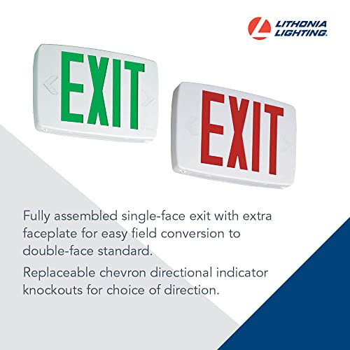 Image of Lithonia Lighting Quantum LED Emergency Exit Sign, Thermoplastic Exit Only Sign with Stencil-Faced White Housing and Red Letters (LQM S W 3 R 120 /277 M6)