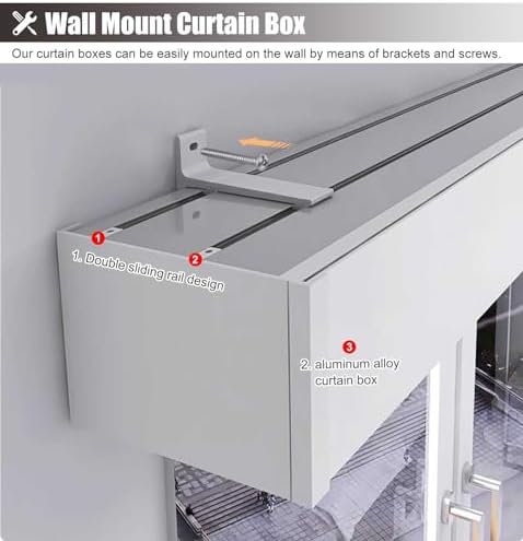 Premium Adjustable Curtain Rod System, 14.1ft Window Track with Cover Valance, 2 Detachable Slide Rails, Ideal for Living Room (White)