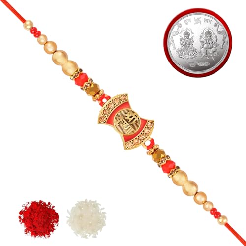 Image of De Marquis Send Rakhi Set for Brother | 1 Rakhi + 1 Coin | Roli-Chawal Pack | Greeting Card | Rakhee Gift | Rakshasutra | Happy Rakshabandhan
