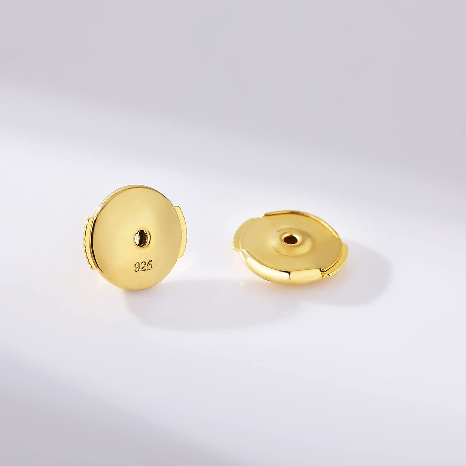 Chiusure per orecchini, ipoallergeniche, dorate, per orecchini a perno in oro bianco e argento, con chiusura piatta