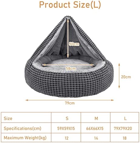 JOEJOY Round Dog Bed Calming Donut Cuddler Pet Bed for Large Medium Small Dogs, Warm Puppy Hooded Dog Cave Bed Cat Bed Medium Washable with Breathable Fluff, 31IN