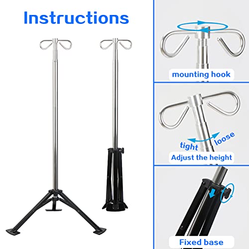 Gscdjcm Portable Iv Pole Pad Retractable Aluminum Alloy Iv Pole - Folding Infusion Pole - Hospitals Clinics Families Communities Pet Clinics Beauty Salons #TOP1