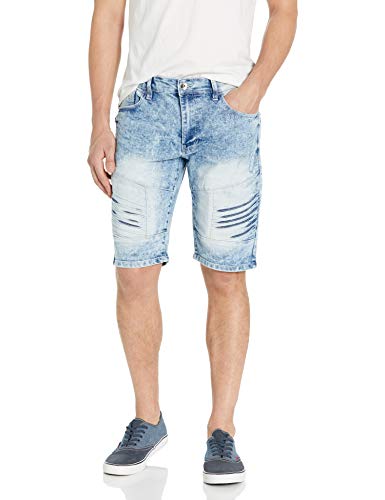 Southpole Men's Denim Shorts, Light Sand Blue Biker, 34