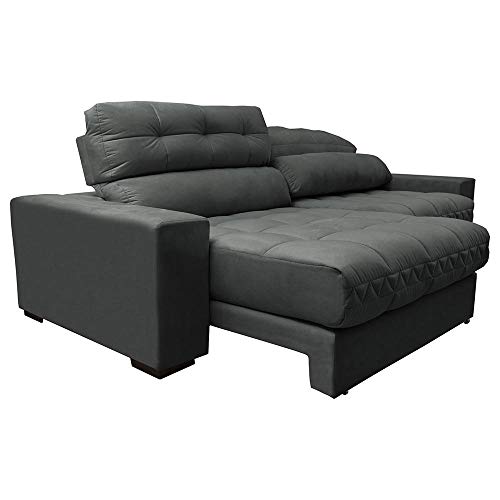 Sofá Retrátil e Reclinável com Molas Ensacadas Cama Inbox Master 2,32m Tecido Suede Cinza
