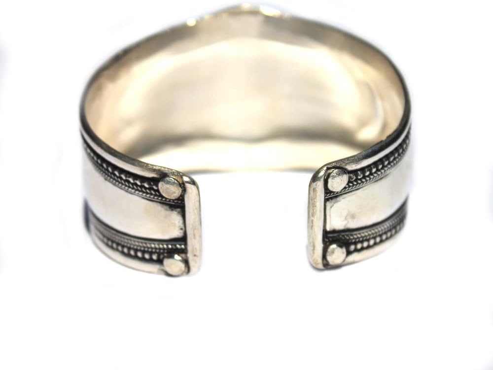 Blue Stabilized Turquoise & Argentium Plated Stainless Steel Adjustable Cuff Bracelet | Boho Jewelry for Men & Women