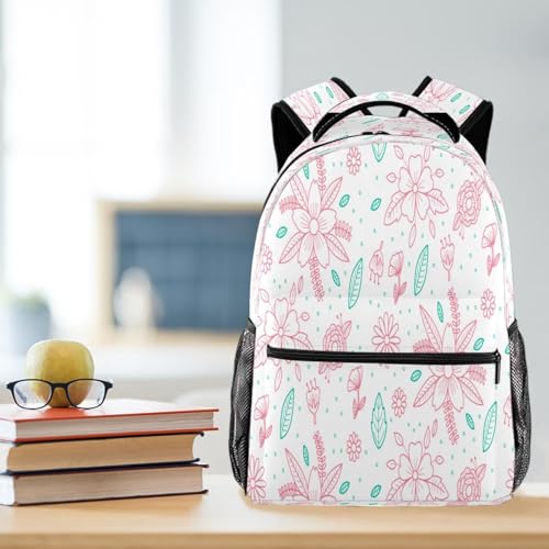 Sac à dos d'école fleurs multicolore 29.4x20x40cm pour ados - 5