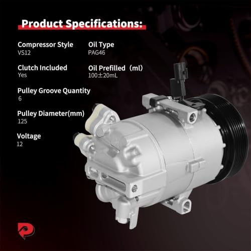 Image of PHOBOOS A /C Compressor with Clutch Compatible with Hyundai Elantra 2011-2013 L4 1.8L (without Automatic Temperature Control) & Kia Soul 2012-2013 L4 2.0L. With one pin connector, Ref. CO11304C, 198354