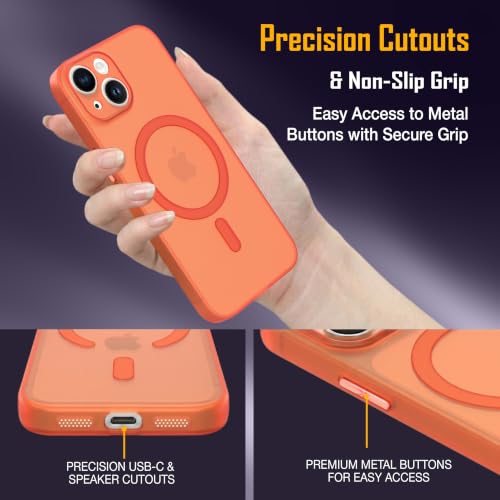 Image of ZAP CASE Paper Thin Case for iPhone 14 | Ultra-Slim 0.5 mm Back Cover | Metal Buttons | Lightweight | Matte Finish | Anti-Fingerprint | Scratch Resistant | Camera Protection | Magsafe | Orange