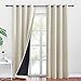 PONY DANCE Cortinas Opacas Termicas Aislantes Frio y Calor Cortinas Dormitorio 2 Piezas 140x245 CM Cortinas 100% Blackout con Ojales Cortinas Dobles Opacas Ventanas, Beige Claro