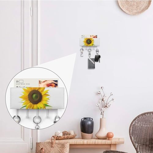 Soporte para llaves de girasol con 5 ganchos metálicos para pared de pasillo 5