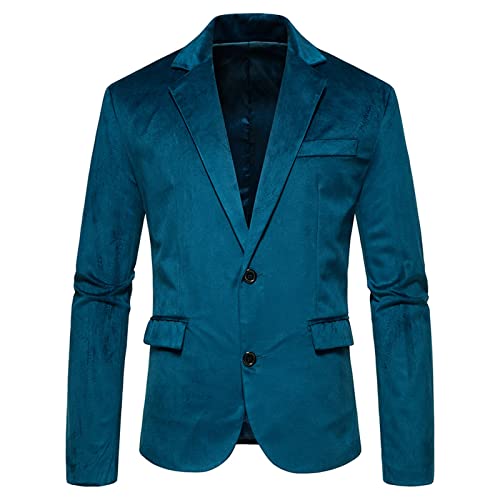Men's Velvet Blazer Notched Lapel Two Button Slim Fit Velour Vintage Tuxedo Jacket for Prom Wedding Party Dinner