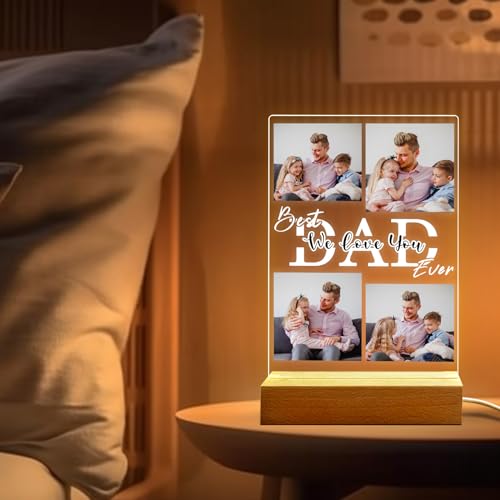 Personalized Father's Day Gifts for Dad from Daughter Son, Custom Night Light Acrylic Frame with Photos for Dad Father, Custom Unique Birthday Gifts for Dad, Best Dad Ever Gifts - Image 4