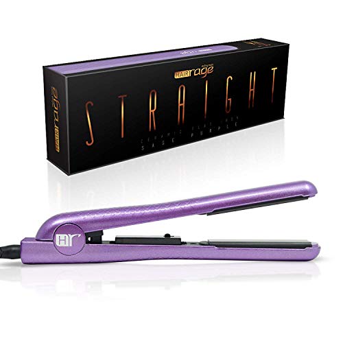 Hair Rage Hair Straightener Professional Flat Iron Hair Care System 1.25" Ceramic Tourmaline Flat Irons - Dual Voltage Hair Straighteners - Planchas De Cabello (Pearlescent Purple)