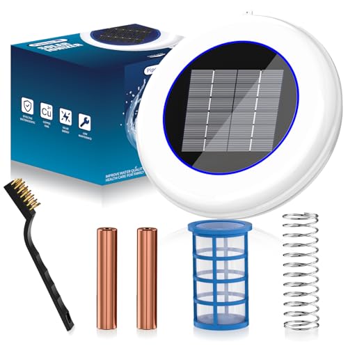 Solar Pool Cleaner Floating Water Cleaner and Purifier Copper for Pool 35 000 Gallons Large Solar Panel & 2 Sets of Fittings Floating Water Cleaner for Above Ground Pool & Inground Pool