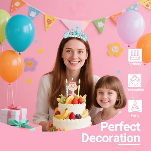 Birthday Tiara and Crown with Sash, Birthday Tiara for Women Party (Blue)