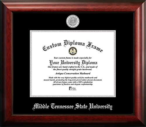 Campus Images NCAA Middle Tennessee State Blue Raiders Unisex Silver Embossed Diploma Frame Middle Tennessee State University 11W x 8.5H Silver Embossed Diploma Frame, Brown, One Size