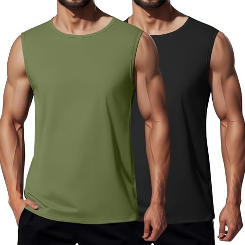COOFANDY Men's Tank Top 2 Pack Muscle Gym Sleeveless Workout Top Quick Dry Bodybuilding Tanks