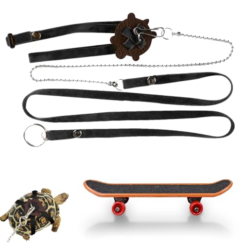 Mini skate de tartaruga com coleira ajustável para tartaruga, adequado para dragão barbudo, réptil,