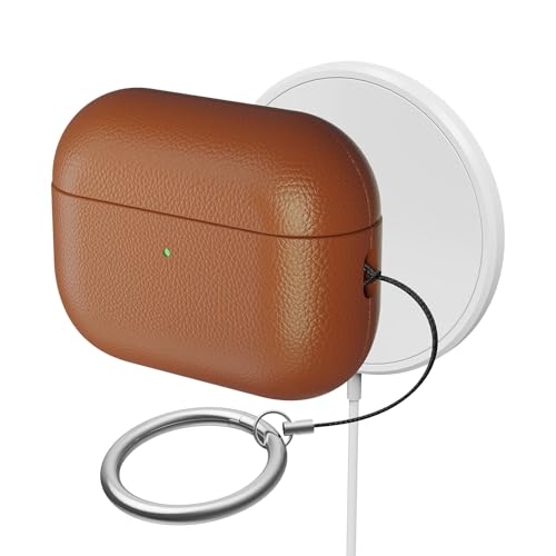 Blissfuhue Genuine Leather Case Compatible with AirPods Pro 3 (2025),Handmade,with Detachable Lanyard, Wireless Charging Support, Full-Grain Leather 360 Protection Cover，Comfortable Grip (Brown)