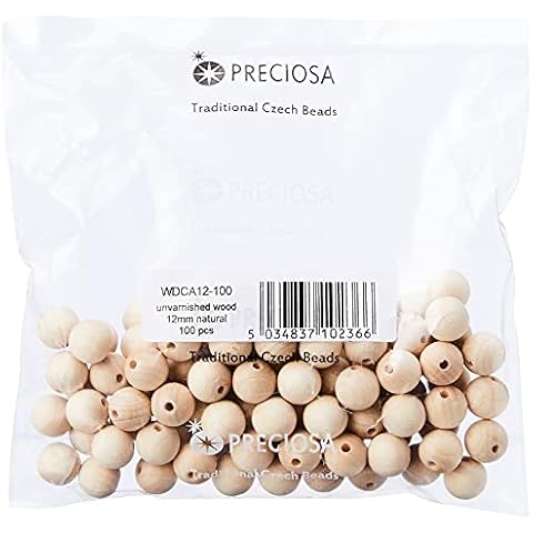 Beads Unlimited WDCA12-100 12 mm Wood Round Unvarnished, Pack of 100, Natural Cover