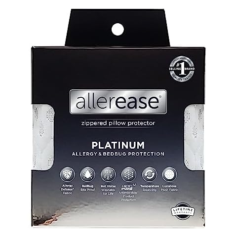 Allerease Platinum Zippered Allergy Defense Particles Proof Machine Washable Pillow Protector- King Cover