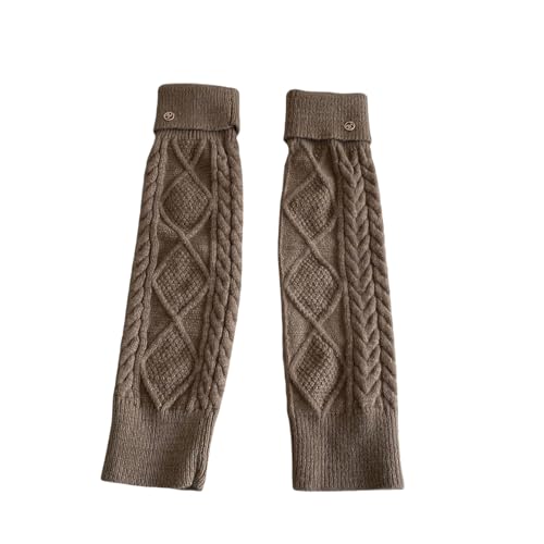 Andiwa Stulpen für Damen Mädchen aus Wolle Beinstulpen Gestrickte Beinlinge Leg Warmers Beinwärmer Flexibel Warme Kniewärmer Stiefelstulpen Langer Stulpensocken Beinwärmer (Braun 40CM)