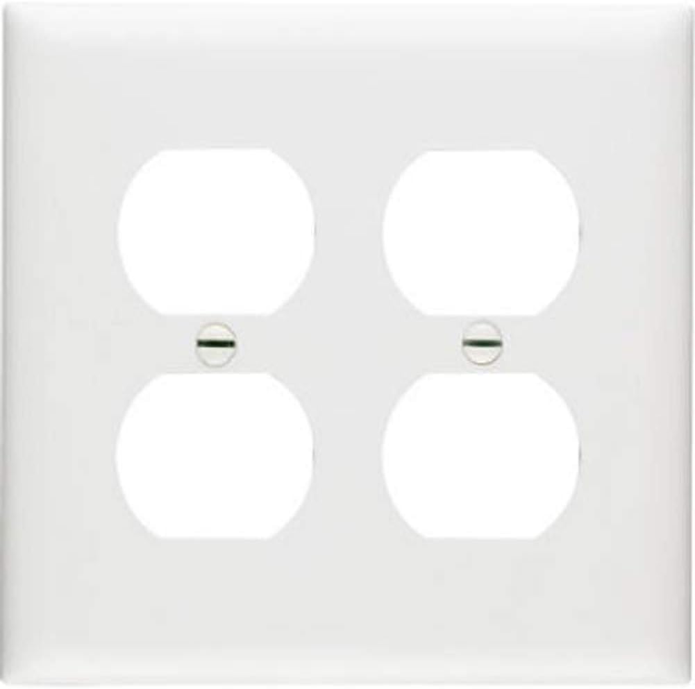 Pass & Seymour Legrand TP82-W 2-Gang Duplex Receptacle Outlet Wall Plate, Unbreakable Nylon, Trademaster Size, White