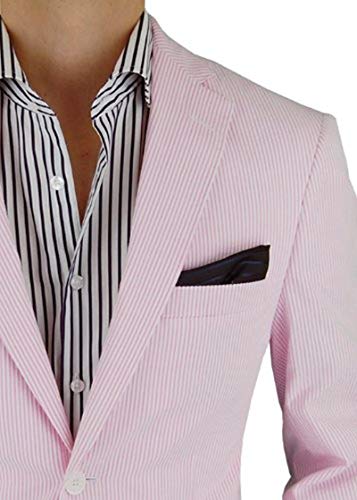 DTI BB Signature Men's Italian Seersucker 2 Button Suit Jacket Stretch Blazer2
