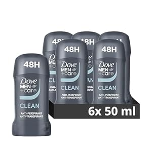 Dove Men+Care Clean Comfort Anti-Perspirant Stick Men’s Deodorant with ¼ moisturising cream for 48 hour protection against sweat and odour 6x 50 ml