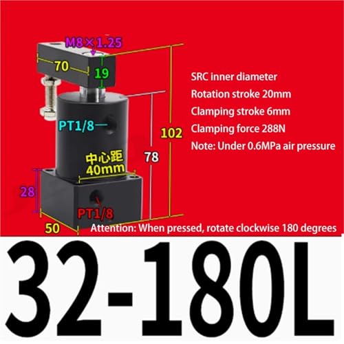 Vérin d'angle pneumatique SRC32 rotatif 180° et actionneur de serrage 90° - 3