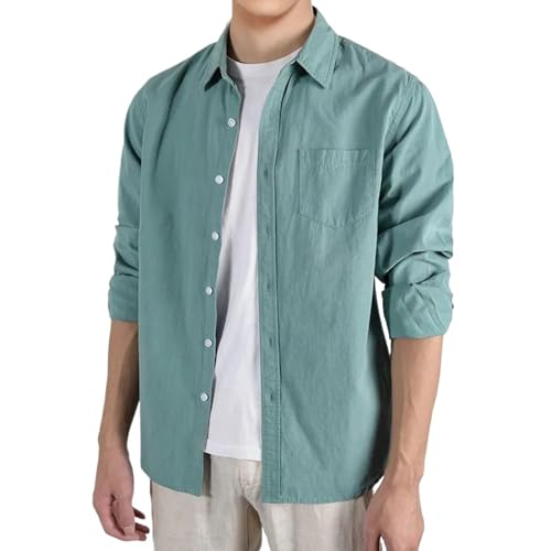 Chemise manches longues homme style coréen Harajuku confortable couleur unie