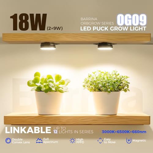 Barrina OG09 Puck Grow Light, 18W(2 x 9W), 660nm Red LEDs, 2 Packs, Black by Barrina - Used condition - Image 2