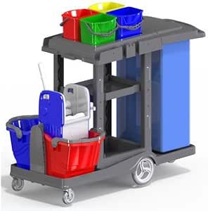 HOMCOM Reinigungswagen 36 Liter Fahreimer Putzeimer Wischwagen Mit