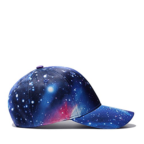 Galaxy 3D Printed Adjustable Baseball Cap,Unisex Hip Hop Snapback Star Sky Space Plaid Hat Blue #TOP7