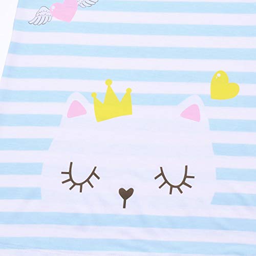 Striped Cat Nightgown For Girls 8 9 Nightdress Summer Sleep Kitty Dresses 8 9 #TOP3