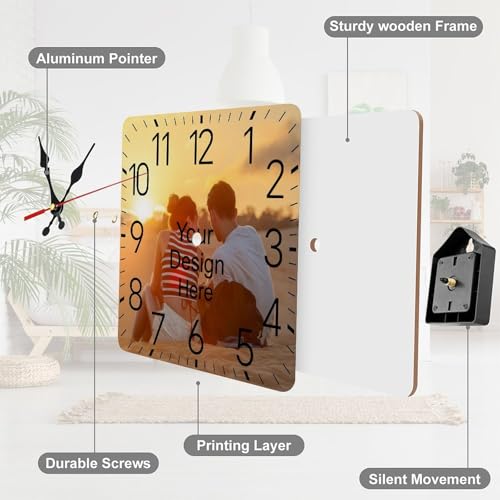 Reloj de pared cuadrado personalizado con foto miniatura 6