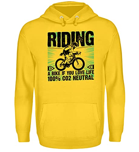 Sweat à capuche unisexe Riding a Bike jaune M pour cycliste
