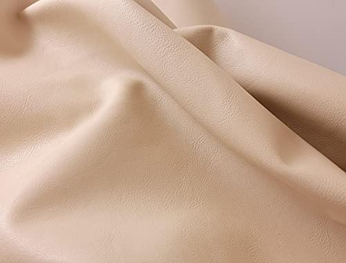 NAT Leathers Bone offwhite Soft Faux Leather Fabric Sheet PU (Peta Approved Vegan) Sold by the Yard Synthetic Pleather 0.9 mm Nappa Soft Smooth Upholstery (Bone, BY THE Yard)