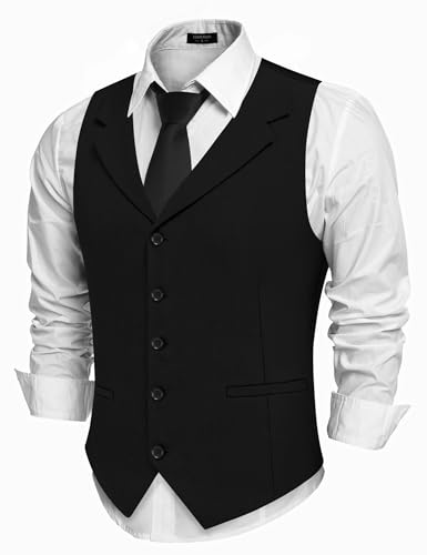 COOFANDY Men's Suit Vests Slim Fit Waistcoat Notch Lapel Casual Formal Vest