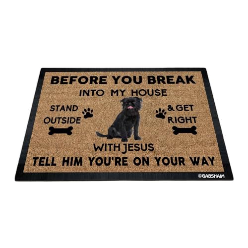 GABSHAIM Tapete decorativo para puerta con diseño de Grifón de Bruselas de Bruselas, ideal para los amantes de los perros, 27.5 x 17.7 pulgadas, color negro