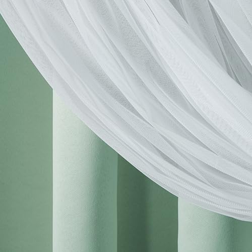 Image of TOWN & COUNTRY LUXE Talia Layer Indoor Curtains, Sheer and Room Darkening Blackout, Grommet Top, Energy Efficient Set, 52 inchx84 inch, Aqua (Pack of 12)